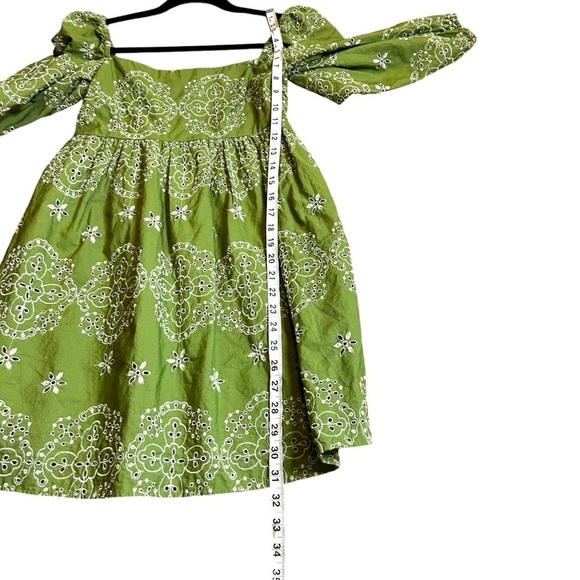 Zara Women's Blogger's Favorite Green Embroidered Puff Sleeve Dress- Size XS - Picture 16 of 16